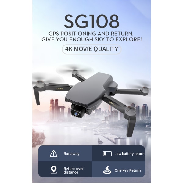 SG108 Rc Dron Drone 4k Kamera GPS Drönare Professionell borste