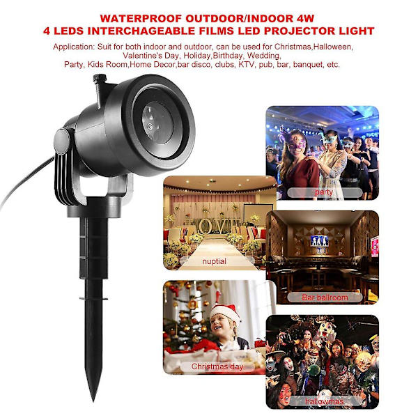 Vattentät utomhus/inomhus 4w 4 lysdioder utbytbara filmer led