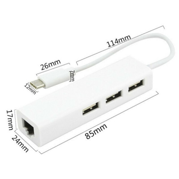USB-C/TYPE-C till ETHERNET LAN Internet RJ45-kabeladapter