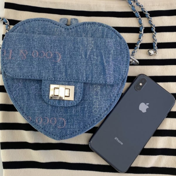 Kvinnors högtextur diamantkedja Love Messenger Bag, Blue