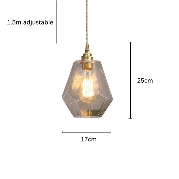 17CM Mässingsglaskrona, 220V E27/26 Retro japansk