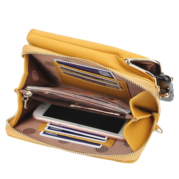 Vertikal plånbok för damer, dragkedja med stor kapacitet mellan längd Blue