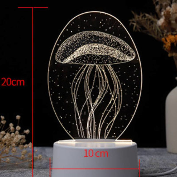 3D tecknad nattlampa, led sänglampa DIY akrylpresent White christmas tree