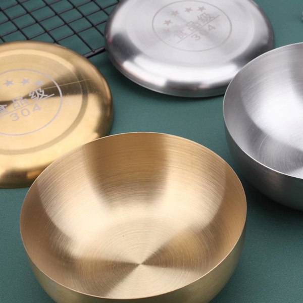 304 rostfritt stål slipskål med cover, koreanskt ris Silver 10.7cm