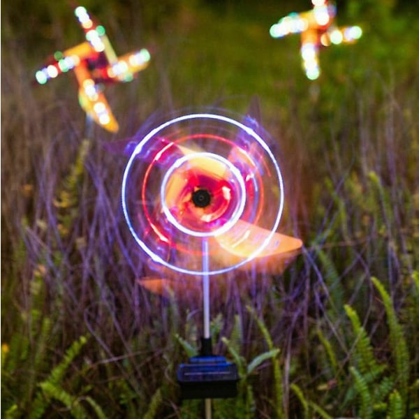 Solar Spinner Multi-color Led-belysning, gräsmatta prydnad vind