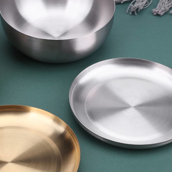 304 rostfritt stål slipskål med cover, koreanskt ris Silver 10.7cm