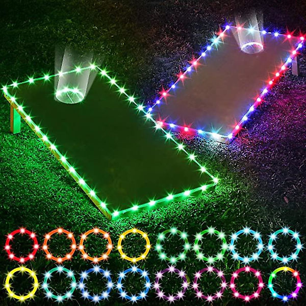 Cornhole Board Lights 2 Set Corn Hole Edge Och Ring Led