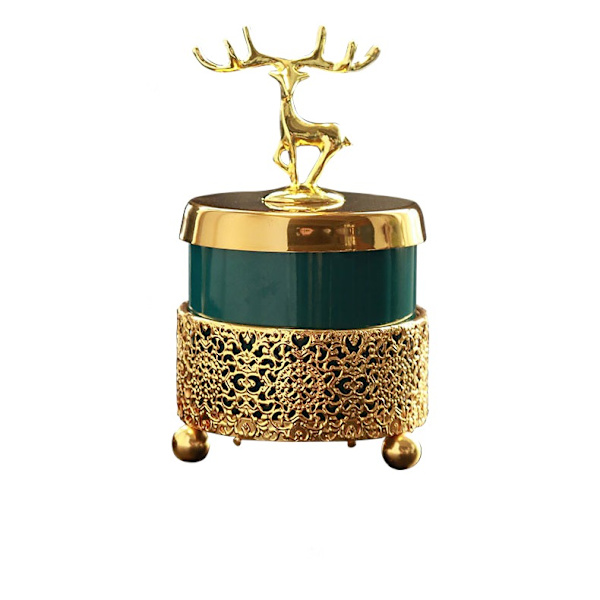 Dekoration Vardagsrum Älg Guld Ram Smaragd Keramik