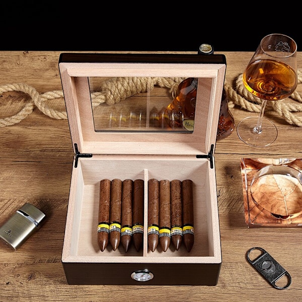 Cigarr Humidor Med Transparent Display Fönster Cigaretter Box