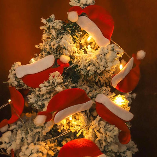 Led Cane String Lights, Christmas Hat Battery Box String Red christmas hat
