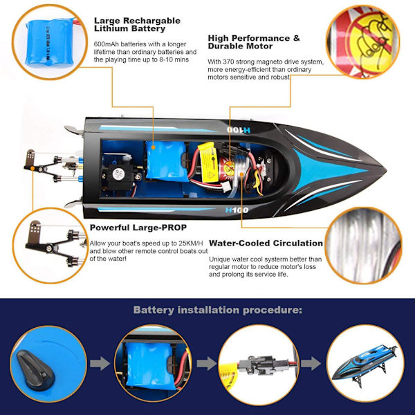 Fjärrkontroll RC Boat High Speed Racing leksaker för utomhusbruk