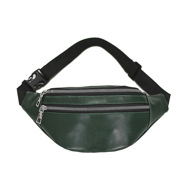 2 st Dammode PU Läder Midjeväska Dragkedja Stor