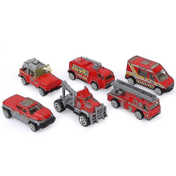 6 st legerad brandbil, simulering av pedagogiska leksaker för barn
