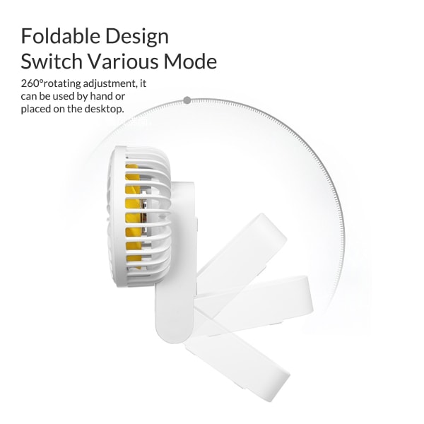 Bärbar hopfällbar USB fläkt Mini-sommarkylfläkt 2000mAh