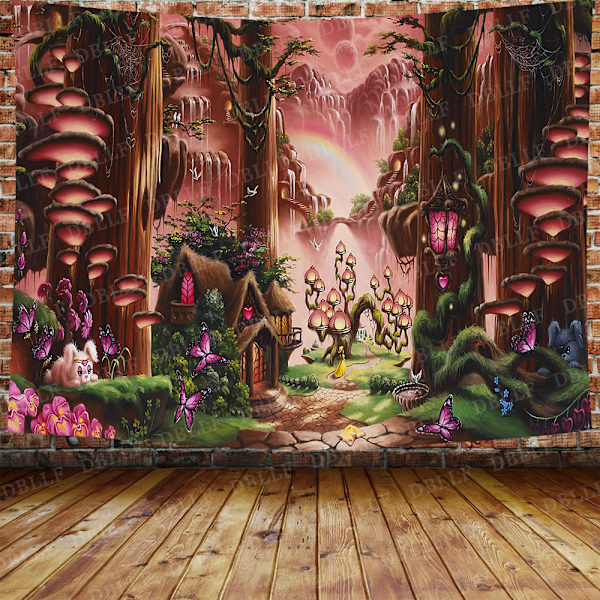 Fantasy Forest Tree Gobeläng Fairyland Alice Castle Wall