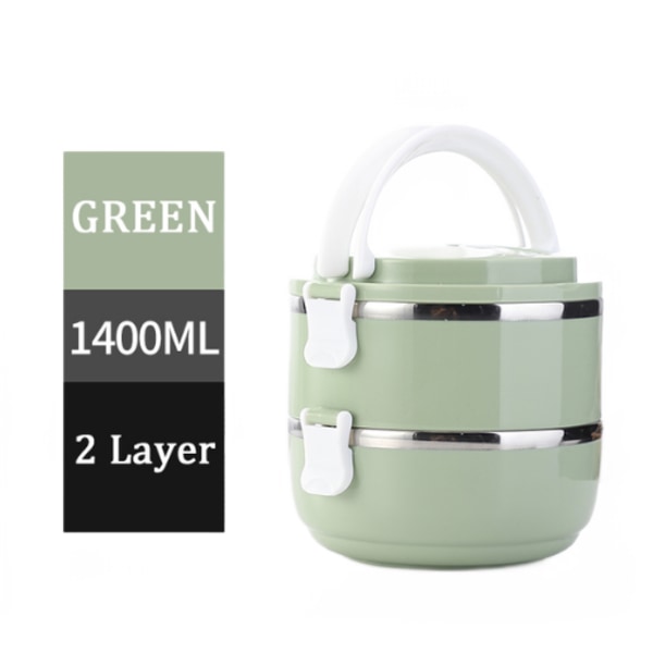 2 Layer Lunch Box Bärbar rostfritt stål Thermal för mat