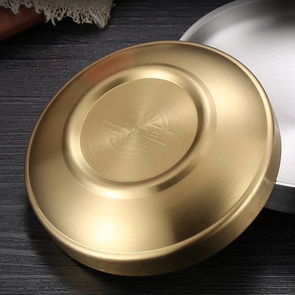 Koreansk kryddskål i rostfritt stål, Kimchi Dish Snack Gold 13cm