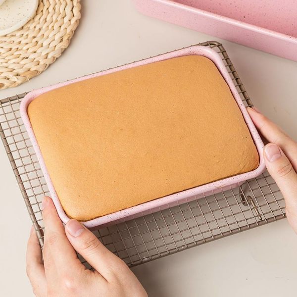 Forntida tårta rektangulär djup bakpanna, stålkol Pink 11 inches
