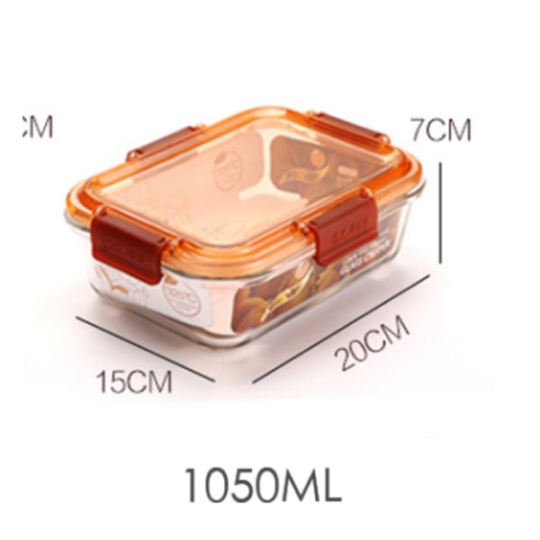 1050ml Glas Fyrkantig Lunchlåda Bento Uppvärmning Kyl