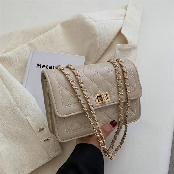 Kedja Rhombus Broderitråd Crossbody All-match Square Khaki