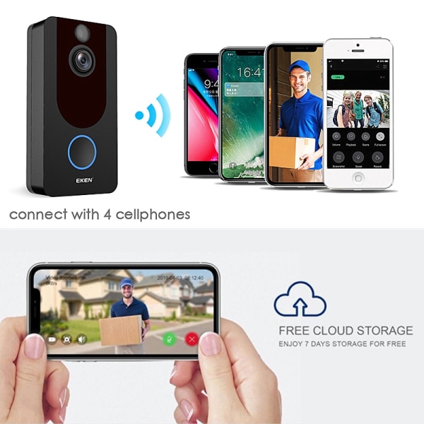 Smart WiFi videodörrklocka Kamera Visual Intercom Night