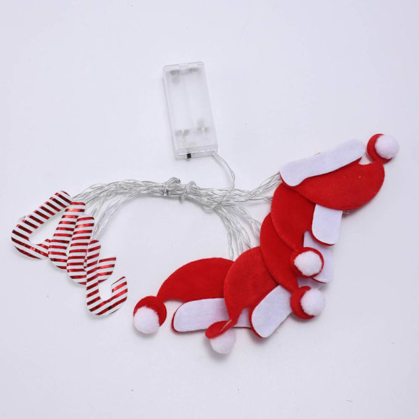 Led Cane String Lights, Christmas Hat Battery Box String Red crutch
