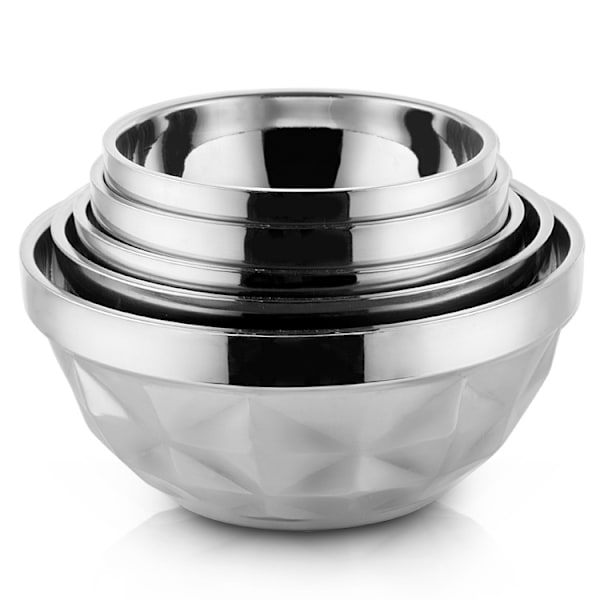 Rostfritt stål förtjockad diamantskål, anti-fall Silver 14cm