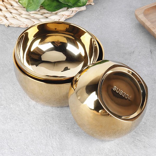 Guldpläterad skål i högblank 304 rostfritt stål, hushåll Gold 12cm