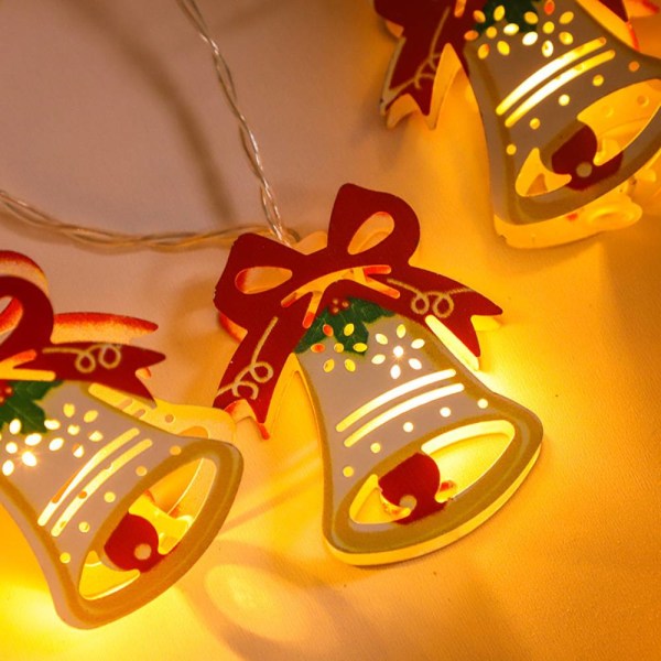 Led Snowman String Lights, Elk Alpaca Bells Holiday Colorful painted bells