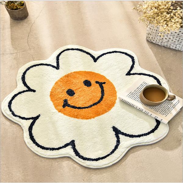 Smiley Solros Golvmatta, imiterad kashmir badrum Yellow smiley face