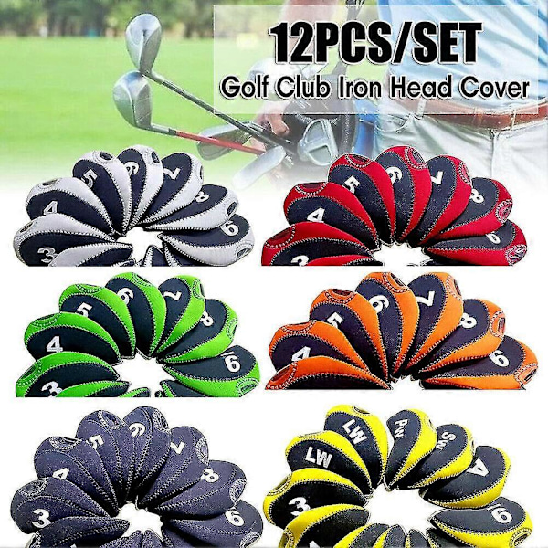 12 st/set Golfklubba Järn Huvudskydd Neopren Golf Skyddande Huvudskydd Green