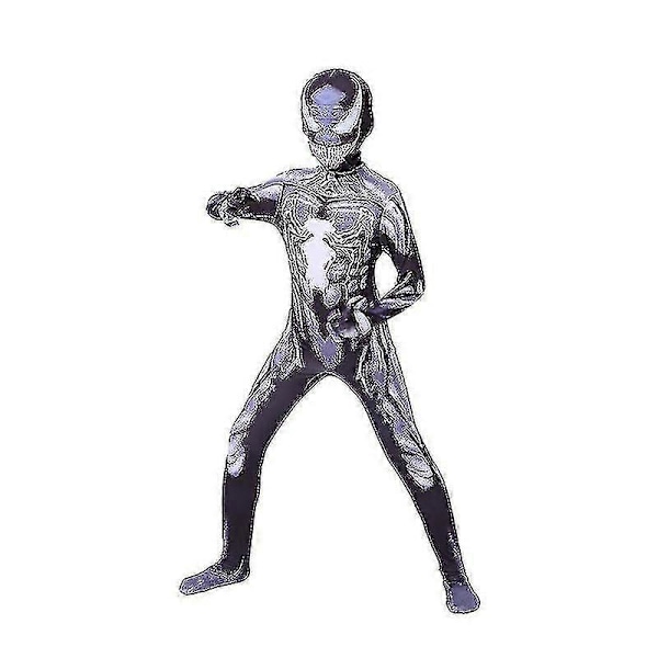 Carnival 2024 Halloween Musta ja valkoinen Venom-pojan cosplay-pukusetti naamion, vaatteiden ja lasten puvun kanssa, Spiderboy-tiukat vaatteet mekko H_a Black White 120