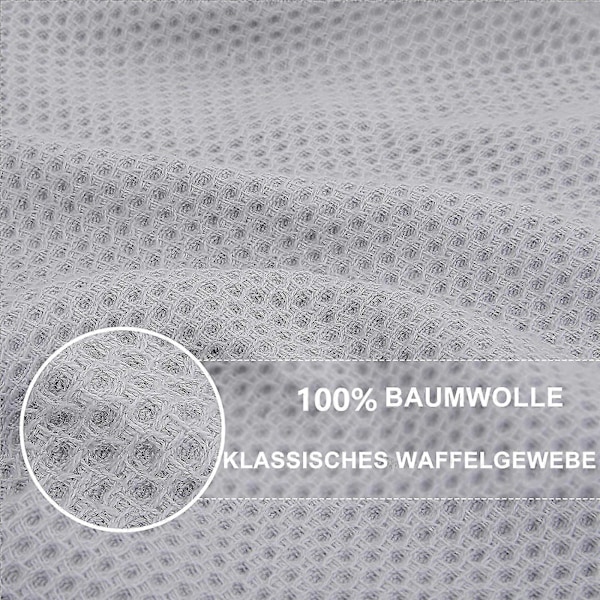 4/6-pakning Kjøkkenkluter i Vaffelvevd Bomull, Ultra Myke Absorberende Hurtigtørkende Oppvaskhåndklær Light gray 34*73cm