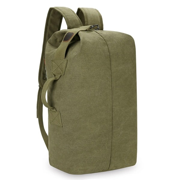 45L Canvas Reseryggsäck, Vandringsryggsäck, Casual Utomhusryggsäck, Bokväska, Skolryggsäck, Fiskeryggsäckar Green