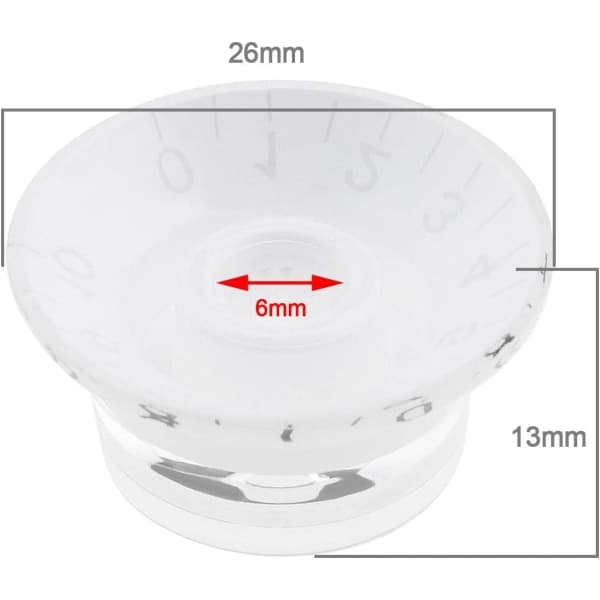 4 st Gitarrkontrollknappar Volym Ton Hastighetsknappar 6mm Gitarrbas Top Hat-knappar för Elektrisk Gitarr Musikinstrument Tillbehör Akryl Vit