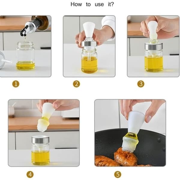 Oliedispenser - Ikke specificeret - 2 i 1 - Fødevaregodkendt silikone - Glas - 135 ml