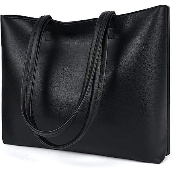 Damehåndvesker, Stor Tote Bag i PU-lær, Dame Crossbody Bag, Casual Skulderveske med Stor Kapasitet og Glidelås, for Shopping, Reise Negro