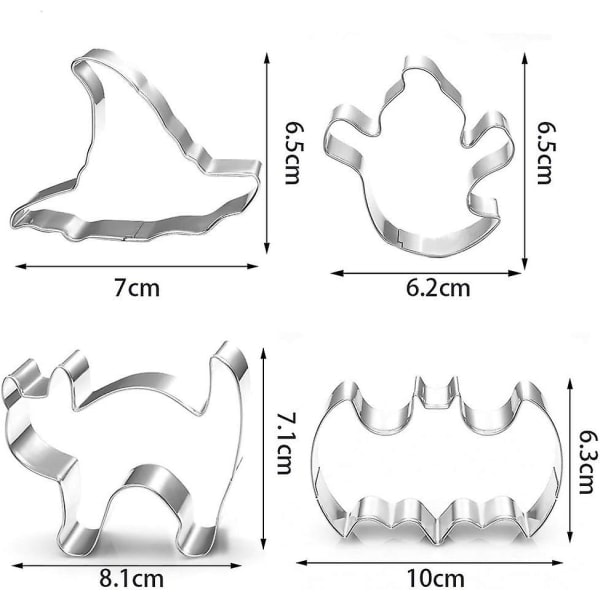 7 osan Halloween-keksimuotit - Ruostumattomasta teräksestä valmistetut keksimuotit