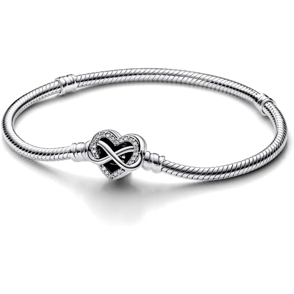 Silverarmband för kvinnor, glittrande infinity-hjärtdesign 17CM