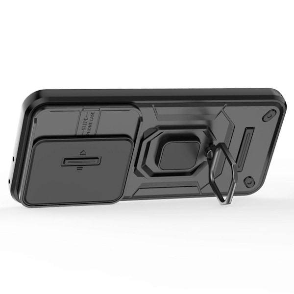 Skal med Stöd och Skjutbart Linsskydd PC+TPU för Huawei Pura 70 Pro / Pura 70 Pro+ Black