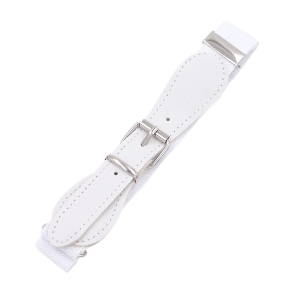 Elastiskt justerbart midjebälte för barn, avslappnat stretchbälte, sött klänningsbälte PU-läderbälte för pojkar jeans byxor kjolar White 2.5cmx65cm