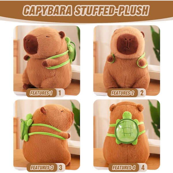 Capybara Plysjleker, Søt Capybara Plysj, Simulering Capybara Plysj med Skilpaddepute, Søte Capybara Plysjdukker, Plysj for