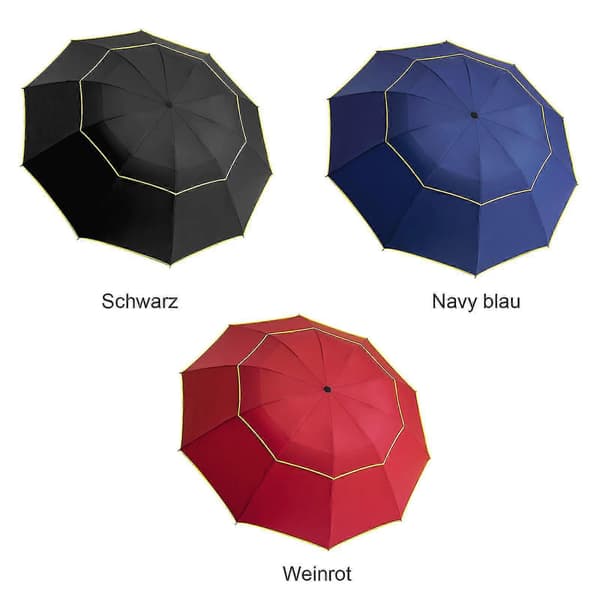 Överdimensionerat vindtätt golfparaply med dubbel takventil Black