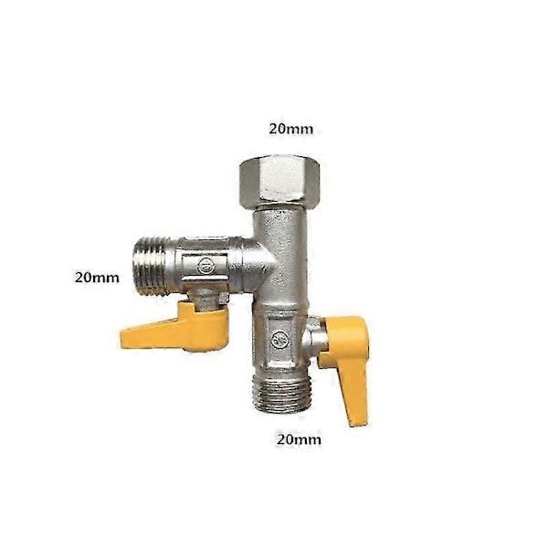 3-vejs Bruseafleder Ventil, G1/2\" Massiv Messing Brusearm Afleder Ventil T-Afleder Universal T-Adapter Ventil Udskiftning T-Stykke Vand D