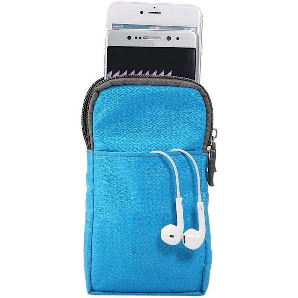 Skulderveske for mobiltelefon, 6,5 tommer Mini håndveske Sport Telefon Skulderveske Messenger Bag Lommer med låsbar karabinkrok Blue