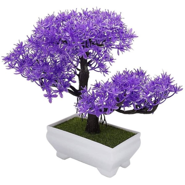 Konstgjord bonsaiträd Falsk växtdekoration Blomkrukväxt Hemmakontorsinredning falsk krukväxt (lila ceder)