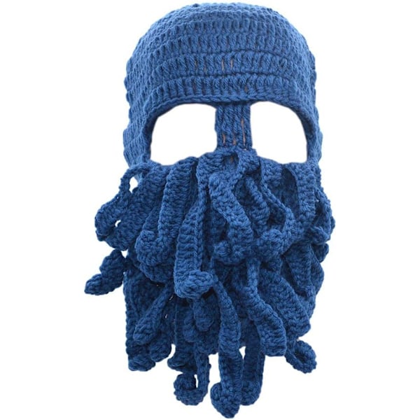 Stilful Unisex Strikket Blæksprutte Beanie Vindtæt Ski Maske Hat Kappe Hold Ansigtet Varmt Royal Blue