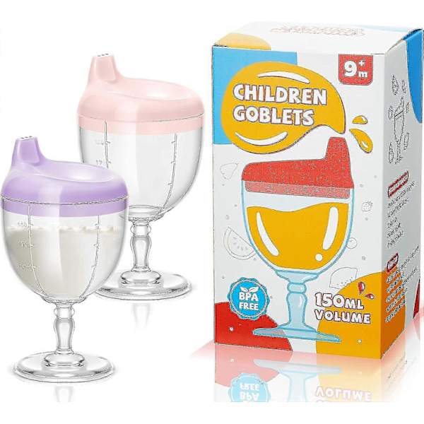 2 stk. Baby Vin Sippy Kopp Plastbeger Sølefri Vinglass Sippy Kopp Babybeger Baby Sippy Kopp Vinglass Drikkekrus Melkeflaske Med Lokk