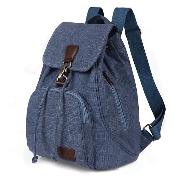 Stor Damryggsäck Utomhus Resväska Mode Retro Skolväska för Universitetsstudenter Lake blue
