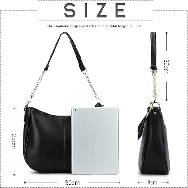 Dame PU Læder Crossbody Taske Stor Håndtaske Simpel Stil Tote Tasker Casual Skuldertasker til Piger Negro